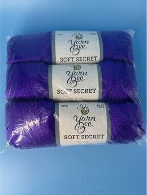 Yarn Bee Soft Secret Lot of 3 Skeins Hot Grape #86 Same Dye Lot 9157 NEW 300 Yds